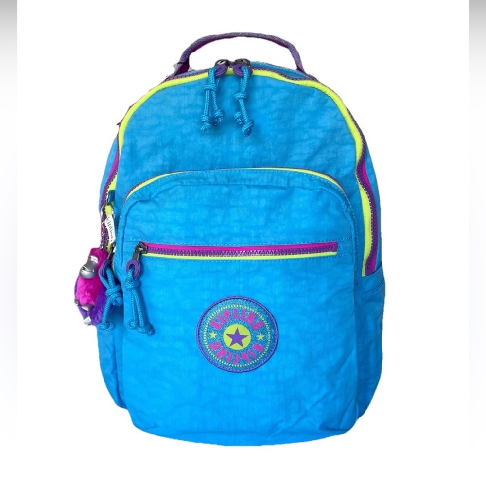 Kipling Seoul 15”Laptop Backpack w/Laptop Sleeve Rainbow Fun Powder Blue NEW